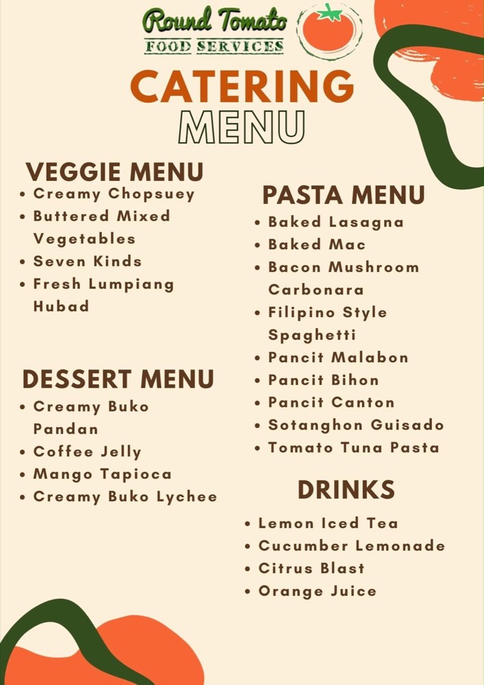 Catering menu reference page 1